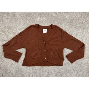 Abercrombie &‎ Fitch Cardigan Sweater Womens Small Brown Cropped V-Neck